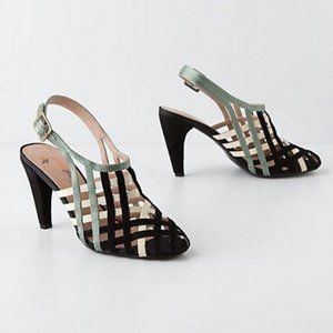 ANTHROPOLOGIE Faryl Robin Caged Ribbon Heels